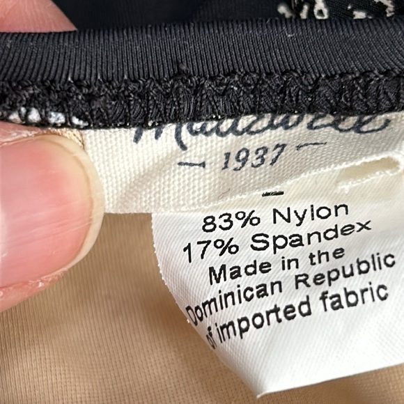 Madewell Black One Piece Swimsuit with White Pasley Print, size 2 - Picture 5 of 7